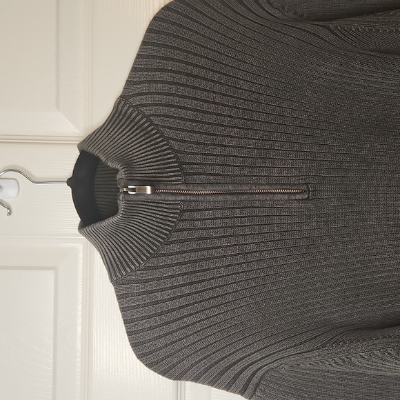 Structure Men's Gray Pullover Half Zip Mock Neck Cotton Sweater Size LG - Picture 2 of 11